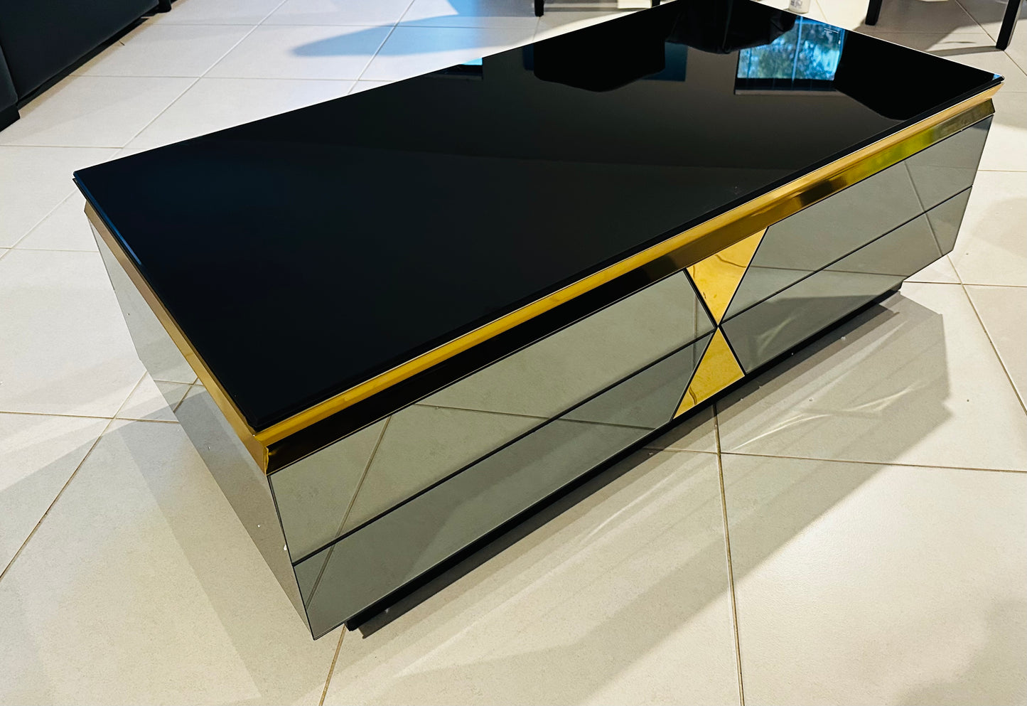 Modern Luxury Glass Coffee Table  & TV Stand With Drawers