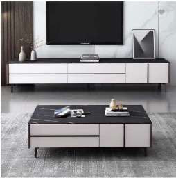 Modern Luxury Glass Coffee Table  & TV Stand With Drawers