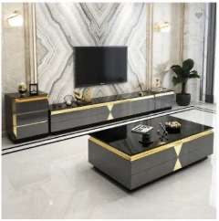 Modern Luxury Glass Coffee Table  & TV Stand With Drawers